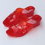 高跟水晶拖鞋女夏果冻透明塑料，时尚凉拖鞋坡跟，浴室厚底室外半拖鞋
