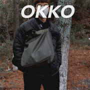 OKKO新男女日系运动手提包斜挎骑行情侣尼龙大容量纯色电脑单肩包