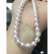 南珠北海南珠项链，10-11mm天然白色珍珠，整串项链极强光