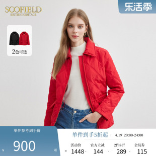 Scofield简约休闲拉链短款黑色保暖棉服女装外套2023秋冬