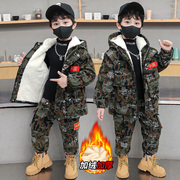 高端儿童迷彩服套装男童特种兵军训服春秋外套冬季加绒运动两件套