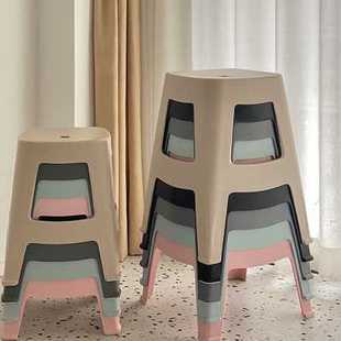 北欧特厚塑料凳子加厚家用可叠放高凳餐桌椅子结实塑胶加厚大板凳