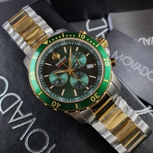 movado摩凡陀瑞士石英表，计时码表绿色，表盘双色调男士手表2600148