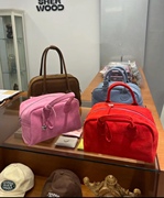 韩国小众时尚休闲麂皮包包波士顿保龄球包包高级感手提包纯色女包