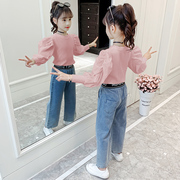 女童套装春装2024年韩版儿童，网红洋气春秋季小香风时髦两件套