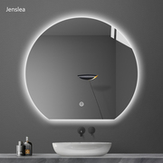 智能镜创意圆形厕所梳妆台镜卫生间镜子挂墙带灯led化妆圆镜定制