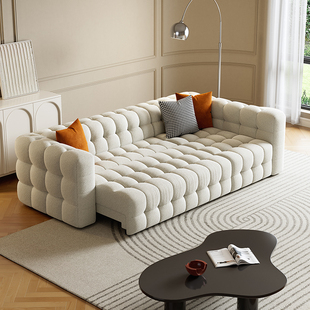 北欧网红boba棉花糖电动功能沙发，床羊羔绒客厅三人奶油现代沙发床