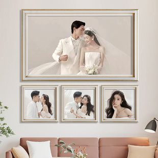 婚纱照相框挂墙定制照片墙，组合洗照片，做成结婚照放大48寸打印画框