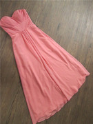 0515a粉红色雪纺抹胸，伴娘裙长款裙晚礼服裙，宴会气质修身年会