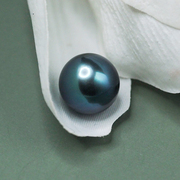 雀金枝天然黑珍珠，大溪地海水珍珠裸珠10mm