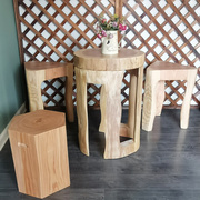 实木茶桌原木阳台喝茶桌椅，整套根雕整套简约实木，桌子木墩凳子茶盘