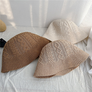 春夏薄款韩国针织渔夫帽，女透气遮阳盆帽百搭麻花水桶帽韩版太阳帽
