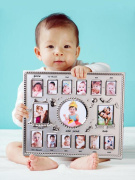 欧式宝宝周岁相框，冲印照片金属长方形横版礼盒装，蓝色粉色生s日布