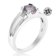 virjewels12cttw紫色紫水晶，戒指.925纯银配铑圆形6毫米