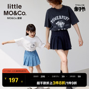 littlemoco童装夏装女童，牛仔纯棉半身裙，儿童裙裤短裤百褶裙半裙