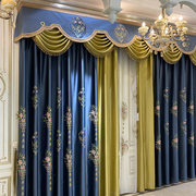 新中式花鸟窗帘现代轻奢客厅，高档绣花遮光卧室，拼接简欧式窗帘