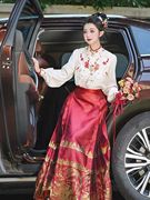 新中式女装红色马面裙敬酒服套装春秋成人汉服国风订婚服平时可穿