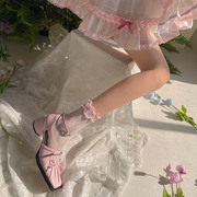 袜贵人日系木耳边撞色小清新薄款少女蕾丝，堆堆袜可爱袜子