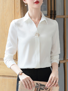 白色衬衫女春秋季2023休闲气质雪纺，衬衣长袖面试正装职业套装