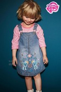 英国next女童牛仔裙，小马宝莉pony刺绣，背带裙