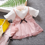 2023女宝宝连衣裙夏装短袖女童t恤公主裙6个月婴儿，夏童装(夏童装)1-2-3岁
