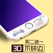 苹果7plus钢化膜iphone8手机，彩膜8p卡通，可爱iphone7玻璃膜蓝光膜