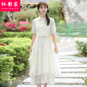 新中式气质连衣裙少女，夏季2024初中高中学生，旗袍裙子两件套装