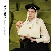tennco原创「马夹包」2023小众，设计鳄鱼纹，真皮大包锁扣单肩托特包