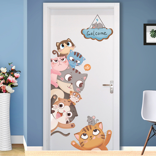 卡通儿童房间布置卧室装饰3d立体自粘墙贴画，墙面入户门改造门贴纸