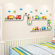 儿童房间布置汽车背景墙贴画男童，3d立体男孩，卧室床头墙面装饰贴纸