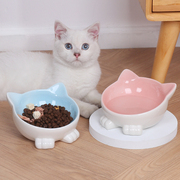 猫碗陶瓷斜口猫食盆幼猫水碗饭碗小猫喝水狗碗猫粮盆矮脚猫咪用品