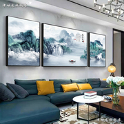 客厅装饰画沙发背景墙，画挂画简约现代新中式，壁画轻奢大气山水