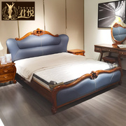 欧式床双人床奢华婚床豪宅，乌金木主卧实木床，1.8m中式真皮头层牛皮