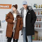 GENANX闪电潮牌冬季棉服可脱卸帽中长款保暖加厚情侣棉衣外套