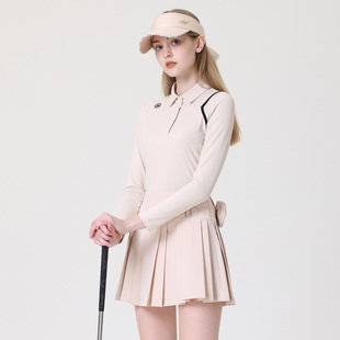aw2023高尔夫女装秋冬长袖，速干运动polo衫女士，高端网球服女高腰裙