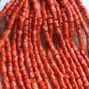 海竹珊瑚加色项链桶珠10-14mm橘红圆柱形节状管珠随行散珠饰品