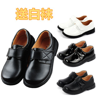 男童黑色皮鞋韩版儿童白色休闲鞋，舞台主持鞋西装，礼服学生表演出鞋
