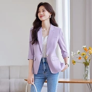 紫色西装外套女春夏2025新款小个子休闲高级感大码女士小西服上衣