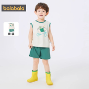 巴拉巴拉男童运动套装夏装2024童装儿童洋气两件套宝宝t恤潮