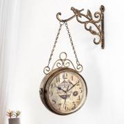 铁艺钟表双面挂钟客厅创意欧式复古简约两面静音，美式现代时钟钟壁