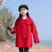 女童外套双面呢羊绒短款秋冬装大童羊毛加厚韩版儿童呢子大衣