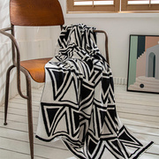 北欧几何全棉针织盖毯夏季薄款纯棉毛巾被空调夏凉被午睡沙发毛毯
