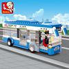 小鲁班拼装汽车玩具男孩子益智力城市系列巴士儿童组装积木公交车
