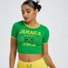 欧美风复古街头T恤女字母JAMAICA短款露脐上衣y2k辣妹性感短袖T恤