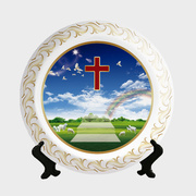 十字架礼物陶瓷盘圣像，将复活节装饰品圣诞节用品桌摆件