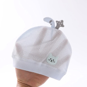 婴儿帽子夏季薄款单层纯棉新生儿胎帽网眼透气夏天男女宝宝空调帽