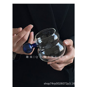ins可爱耐热玻璃杯球球蓝绿，黄把手(黄把手)葫芦，水杯玻璃杯牛奶咖啡透明杯