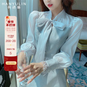 韩语琳衬衫套装女秋季年韩版灰色圆领上衣长袖修身短裙子