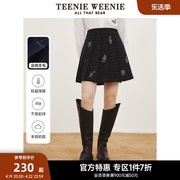 TeenieWeenie小熊奥莱半身裙毛呢短裙绵羊毛混纺高腰裙子女春款