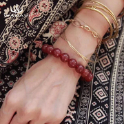 瓦萨比天然蔷薇草莓晶手链女单圈冰种收藏级手串饰品珠子